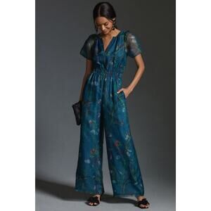 Anthropologie The Somerset Jumpsuit SILK Sz S Boho, Preppy, Party